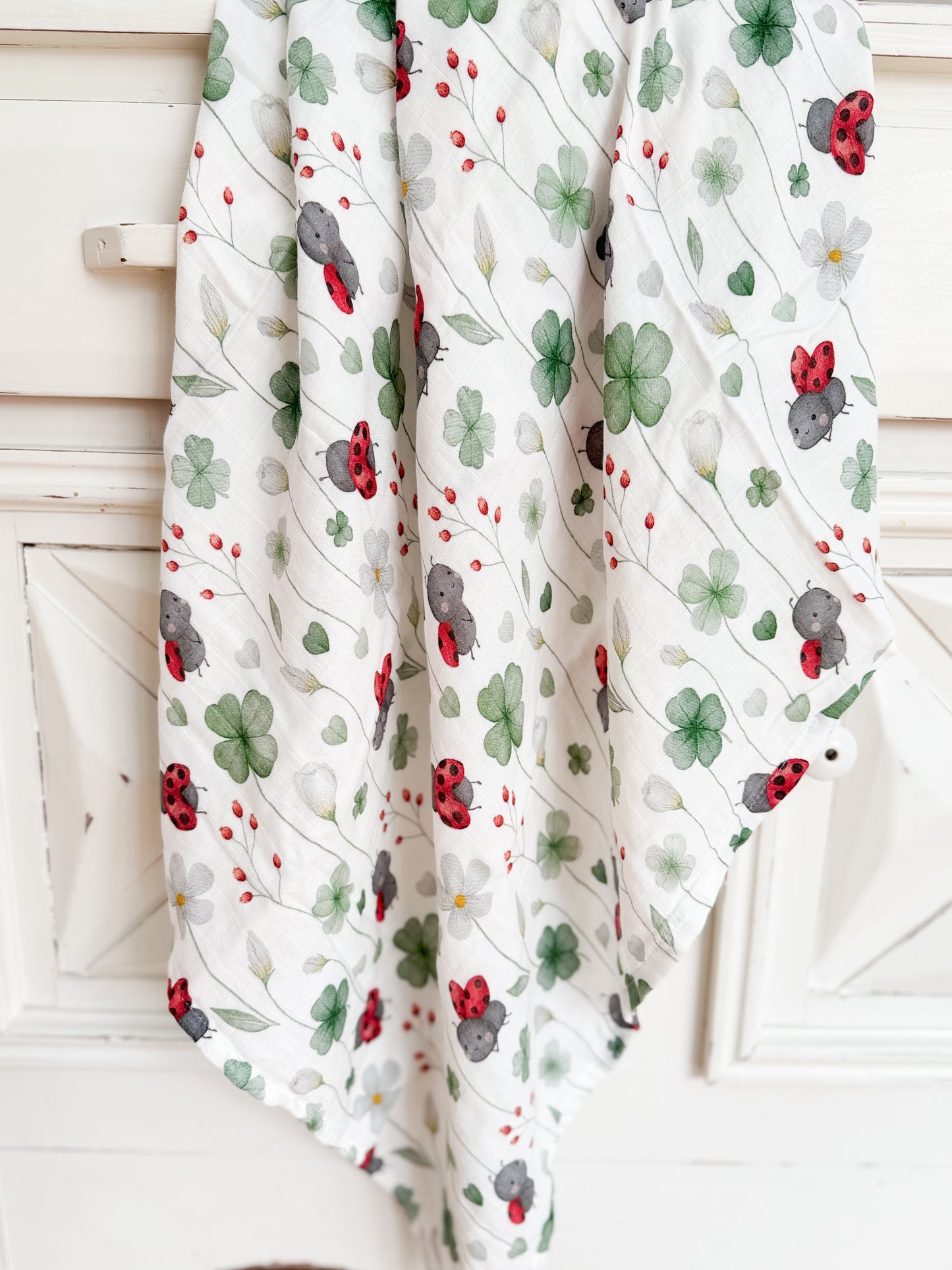 Couverture Mousseline de bamboo Coccinelles