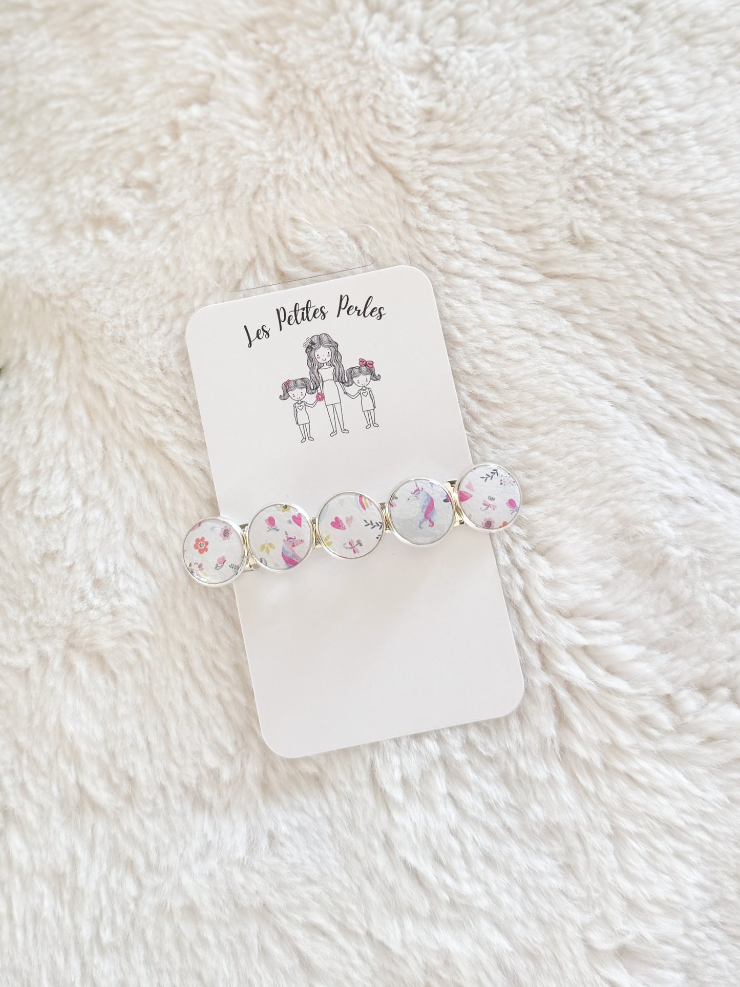 Barrette de cuirette recyclé Licornes