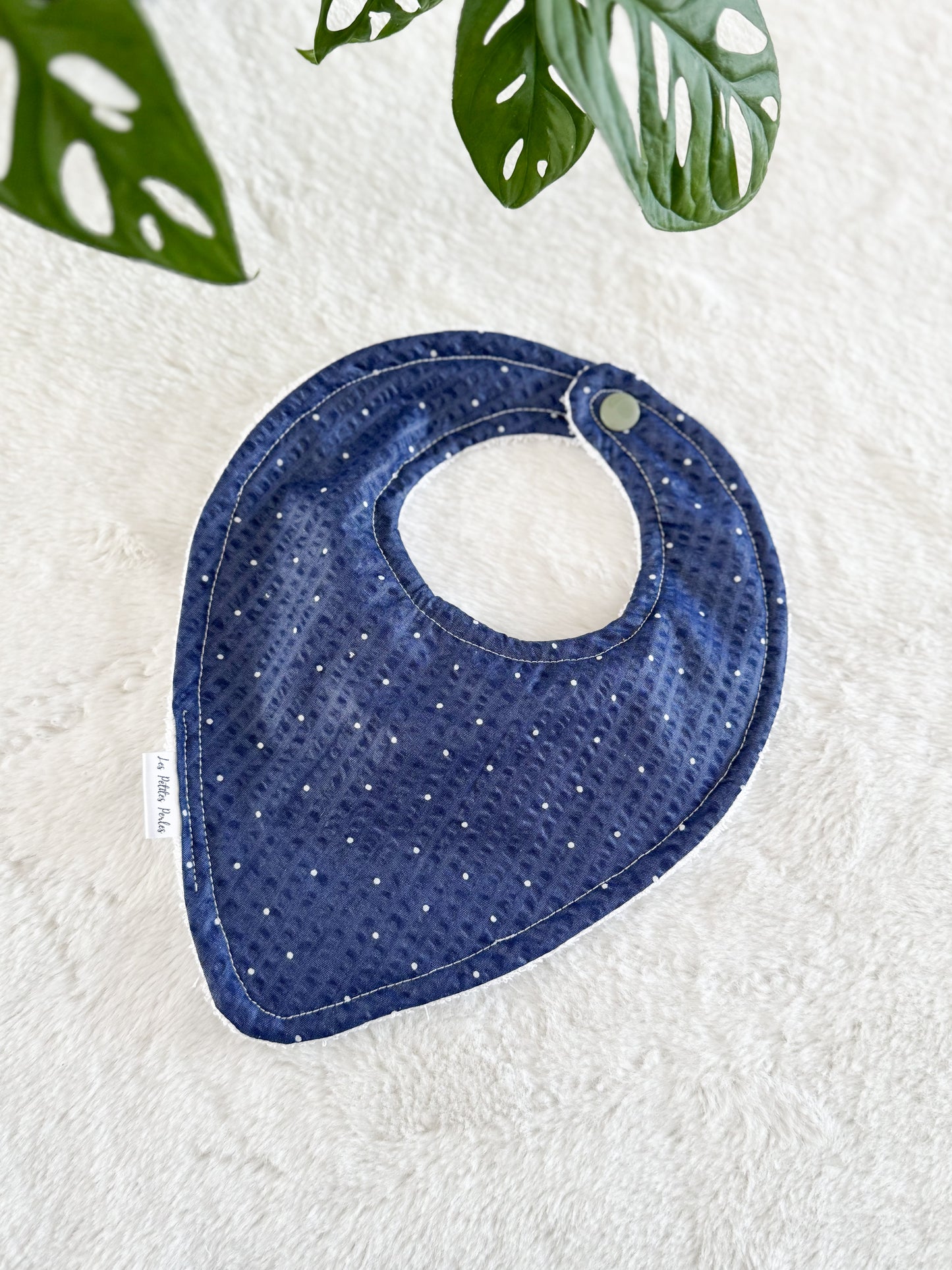 Bavoir Pois Bleu (ratine bamboo)