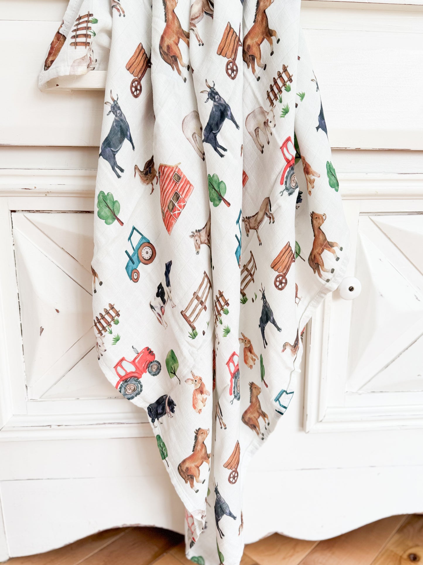 Couverture Mousseline de bamboo Animaux de la Ferme