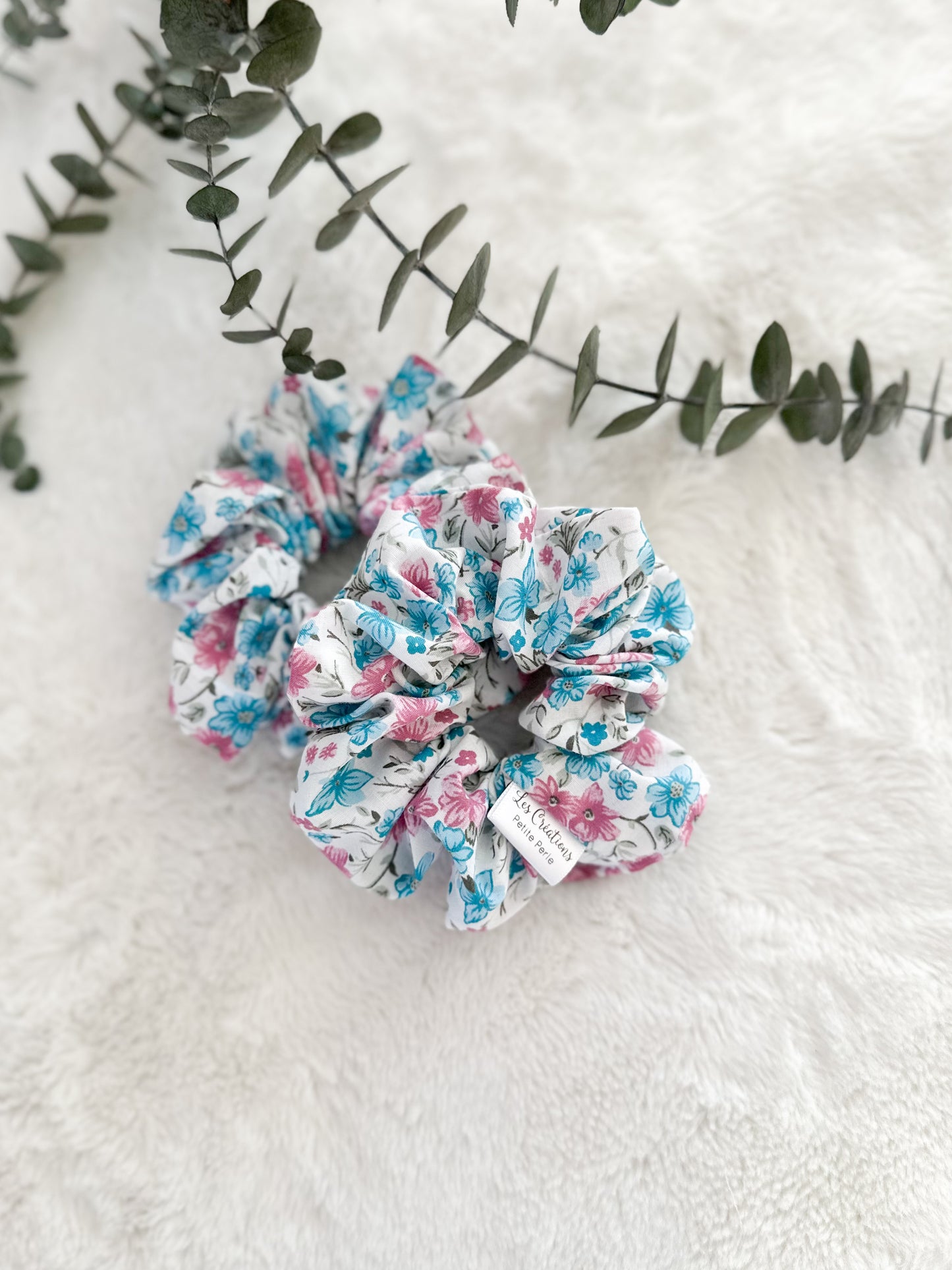 Chouchou XL Fleurs Bleu/Fushia