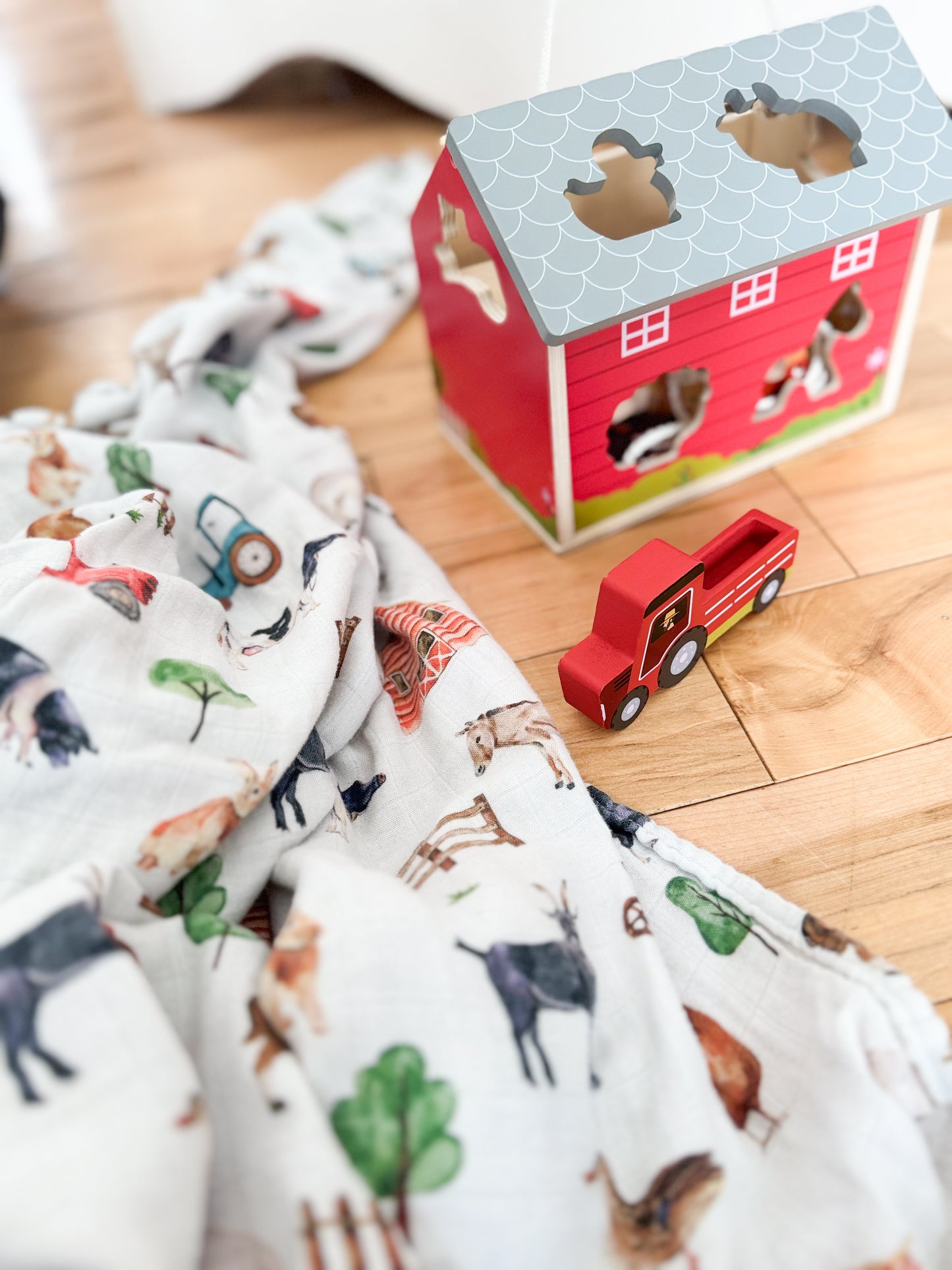 Couverture Mousseline de bamboo Animaux de la Ferme