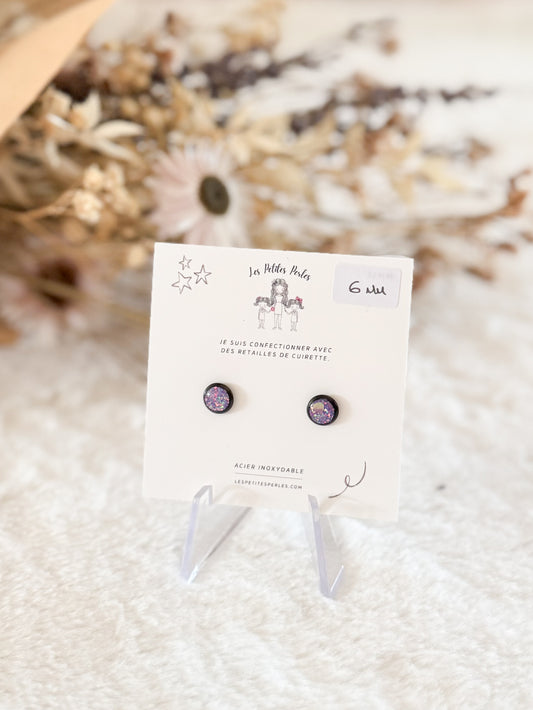 Boucles d'oreilles 6mm Mauve Scintillant