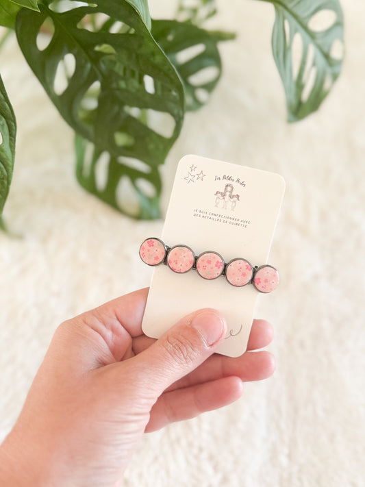 Barrette de cuirette recyclé Fleurs Rétro