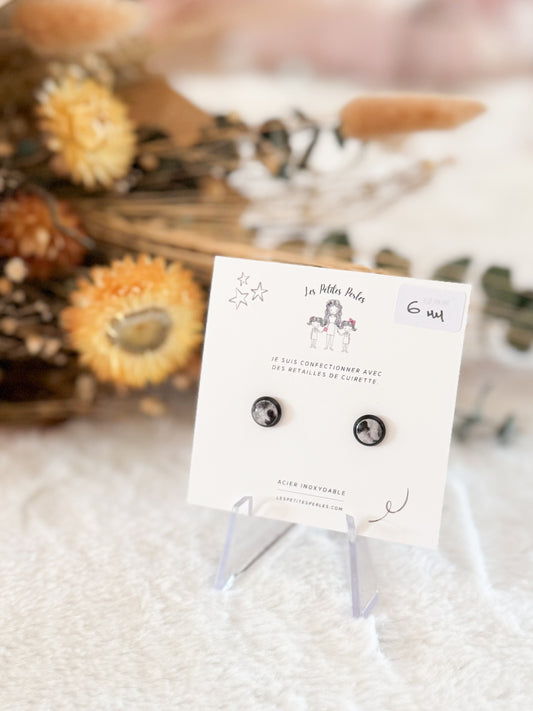 Boucles d'oreilles 6mm Peau Vaches