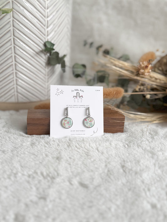 Boucles d'oreilles 12mm Champs Turquoise Pendantes Argent