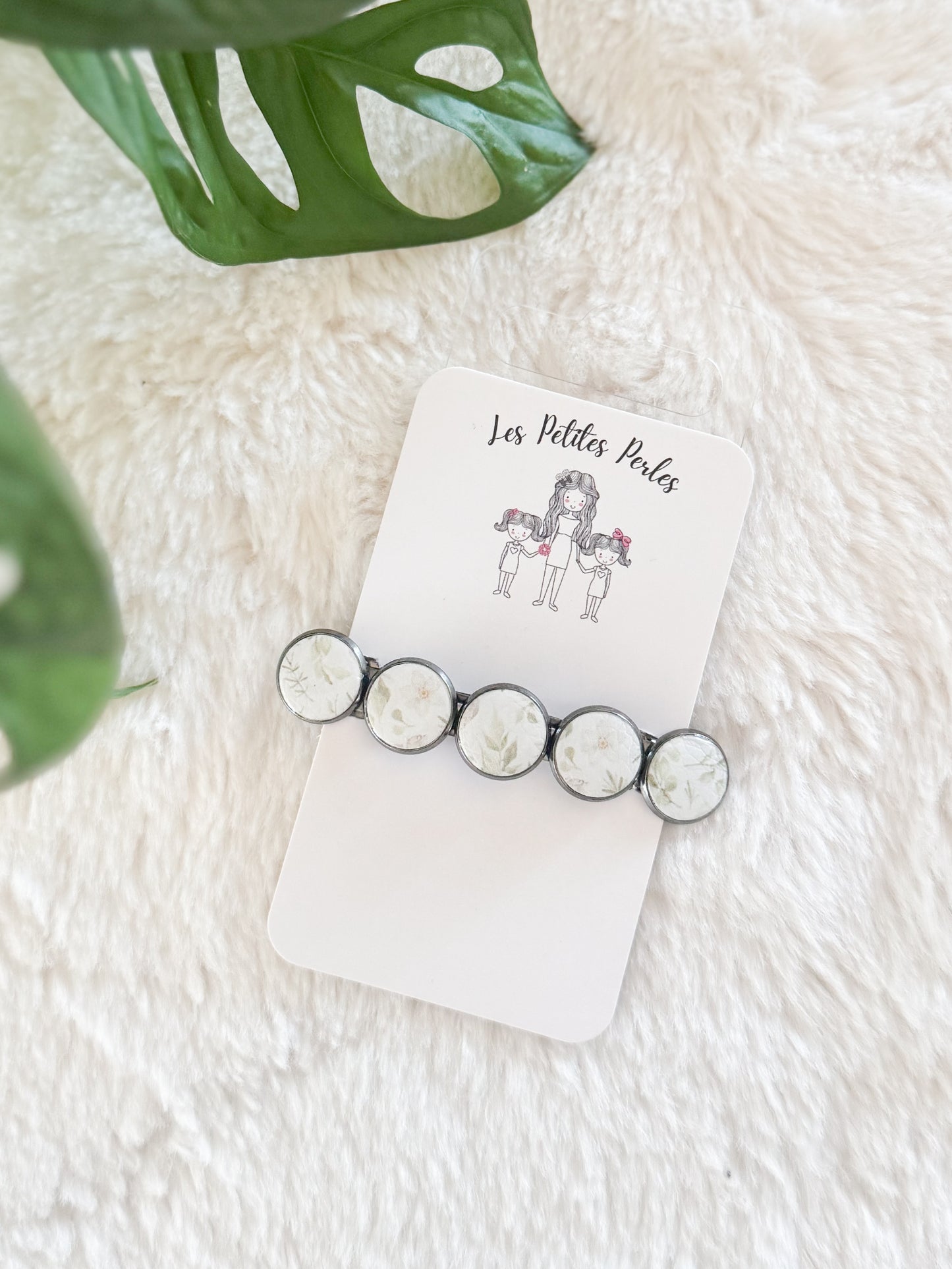 Barrette de cuirette recyclé Fleurs Eucalyptus