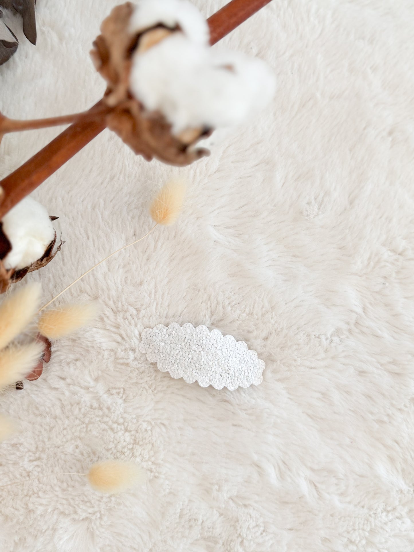Barrette avec cuirette Scintillant Blanc