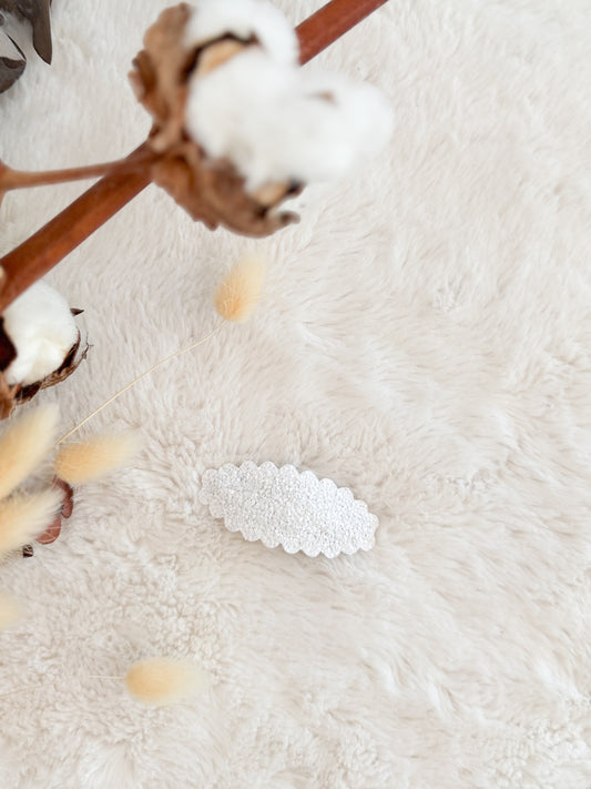 Barrette avec cuirette Scintillant Blanc