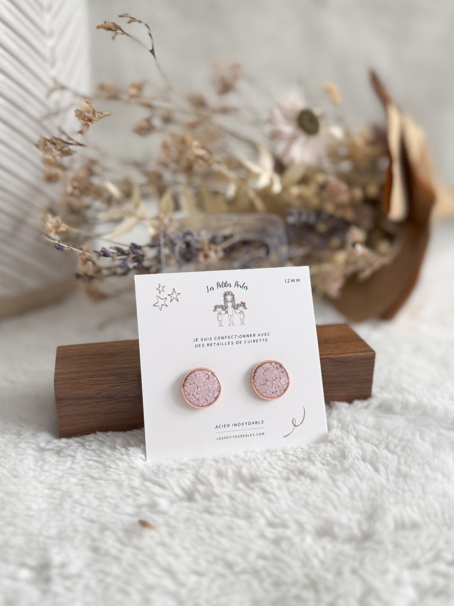 Boucles d'oreilles 12mm Crush Rose contour Rose Gold