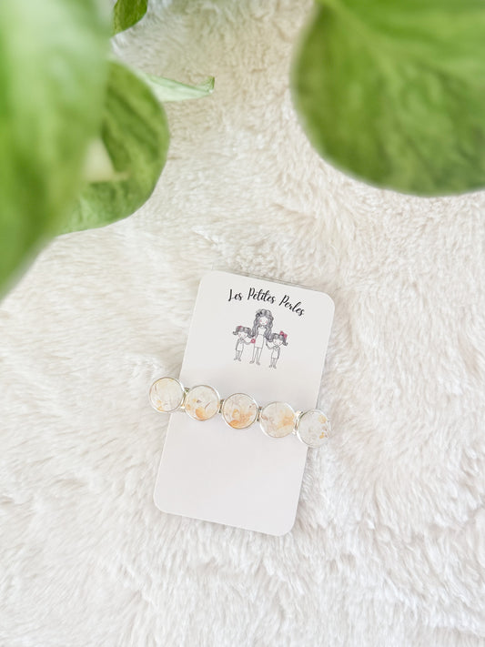 Barrette de cuirette recyclé Fleurs Jaune