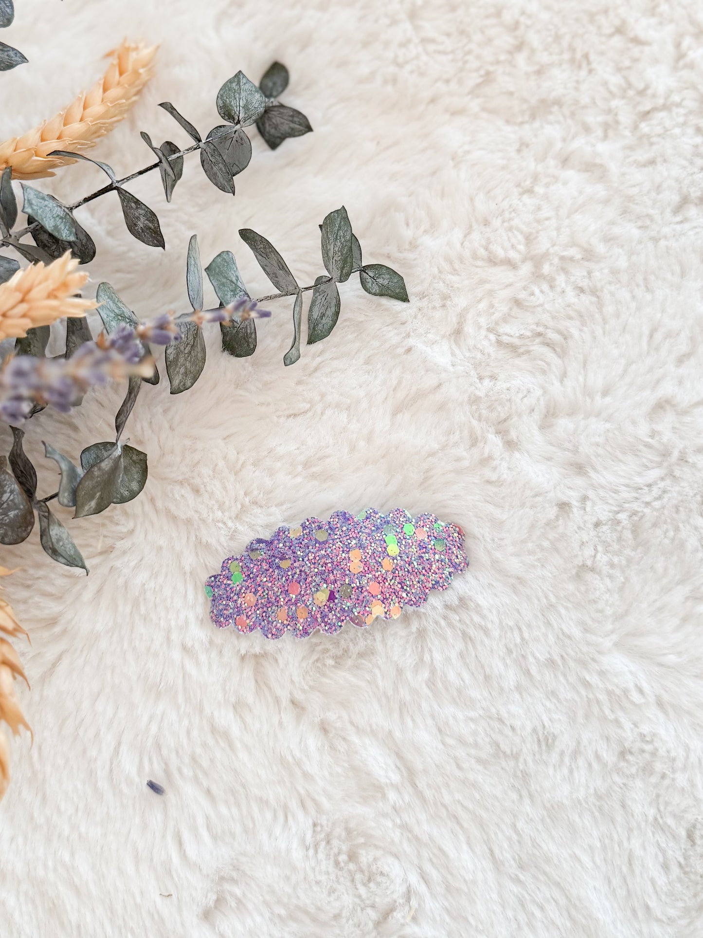 Barrette avec cuirette Mauve Scintillant