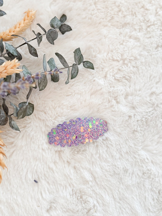 Barrette avec cuirette Mauve Scintillant