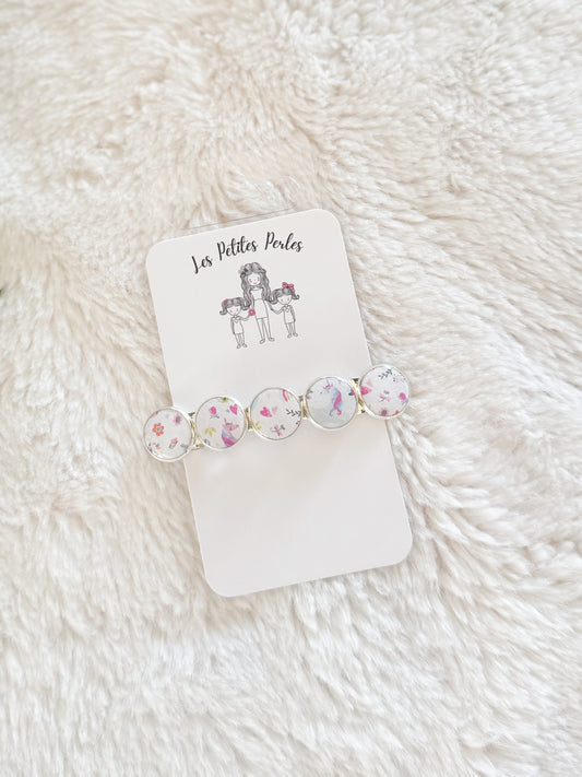 Barrette de cuirette recyclé Licornes
