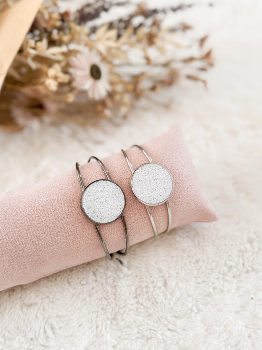 Bracelet de cuirette recyclé Blanc Scintillant