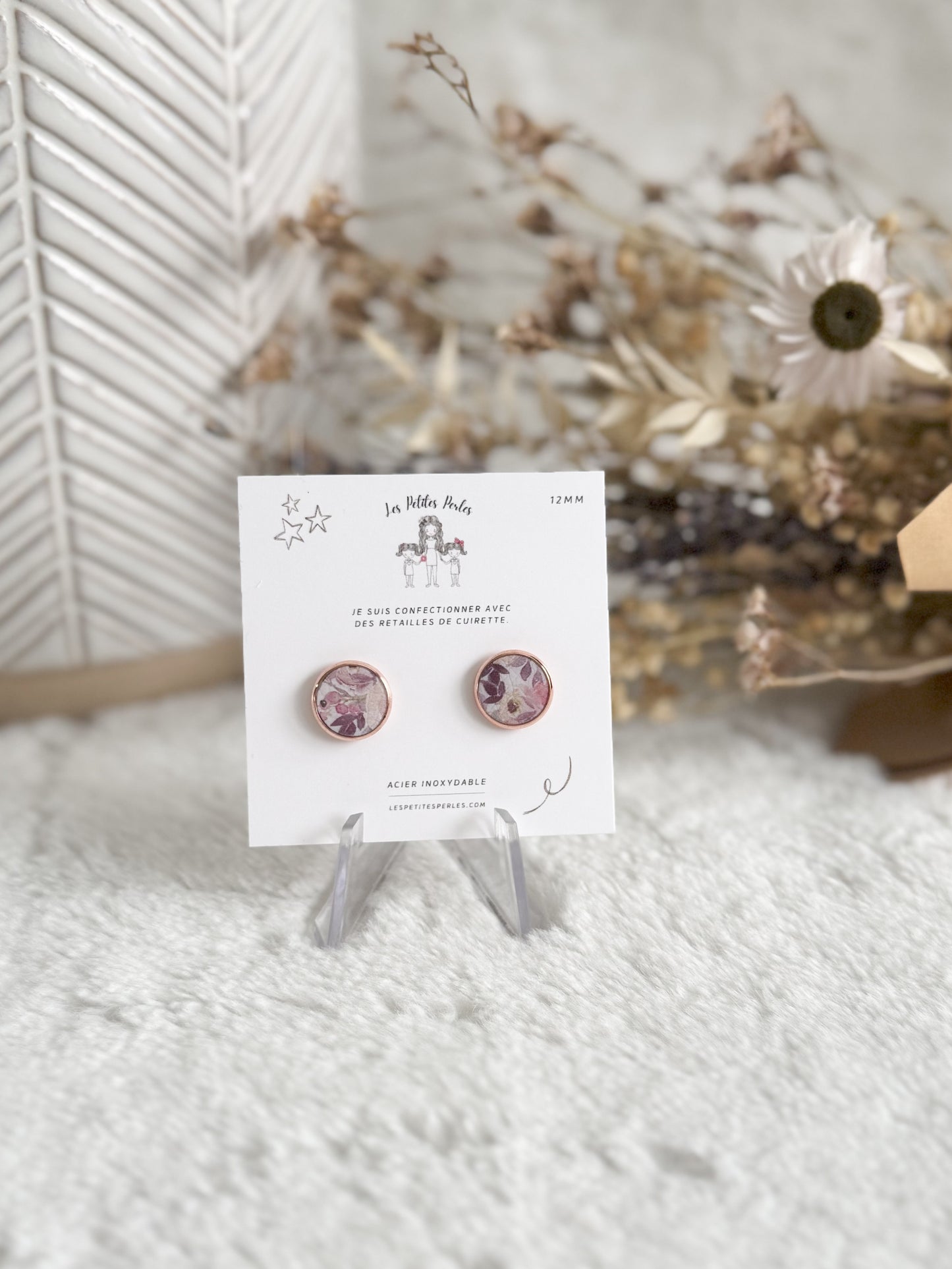 Boucles d'oreilles 12mm Aquarelle contour Rose Gold