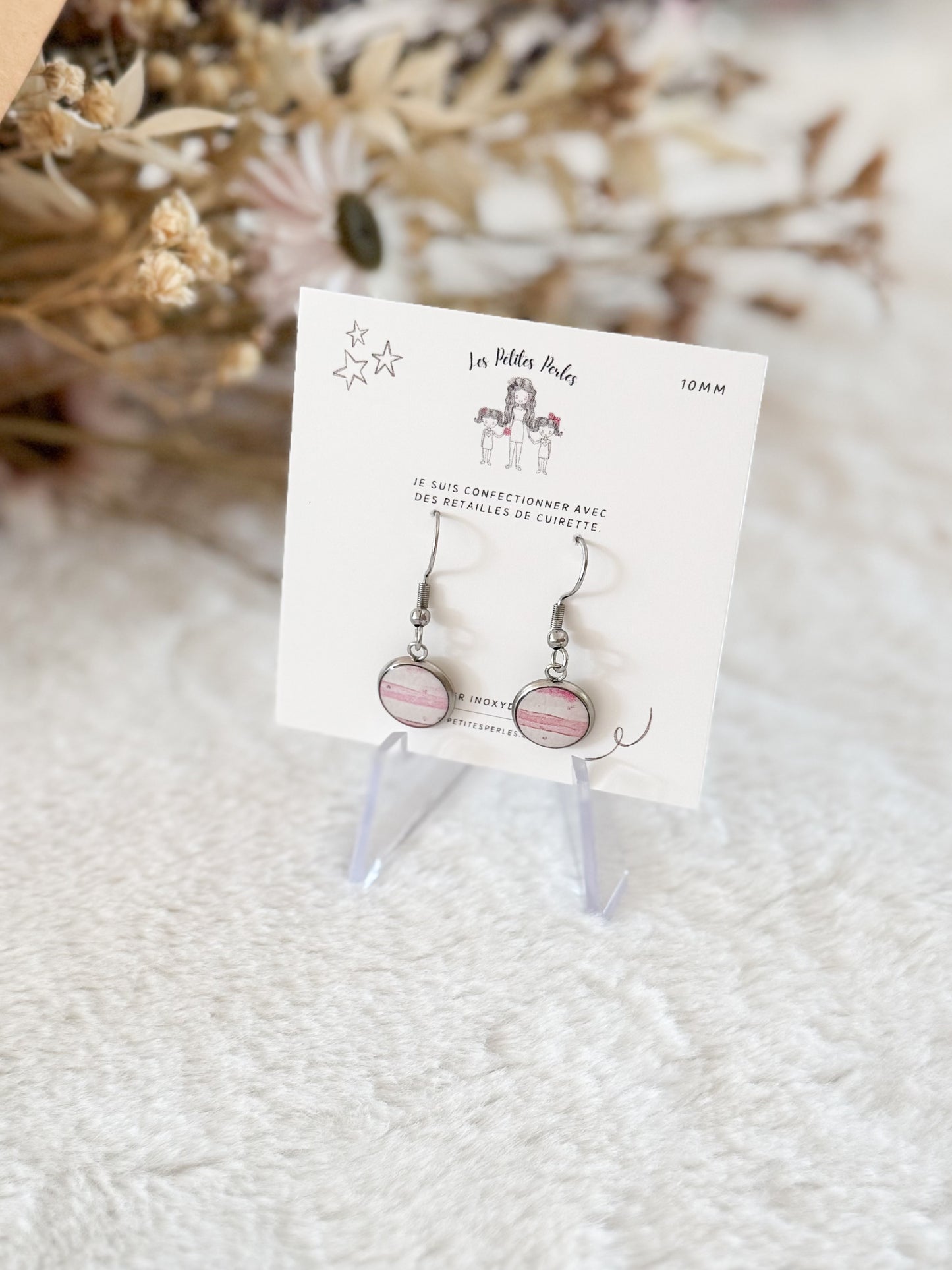 Boucles d'oreilles 10mm Aquarelle Ligné