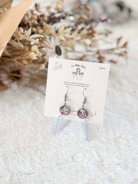 Boucles d'oreilles 10mm Aquarelle Mauve