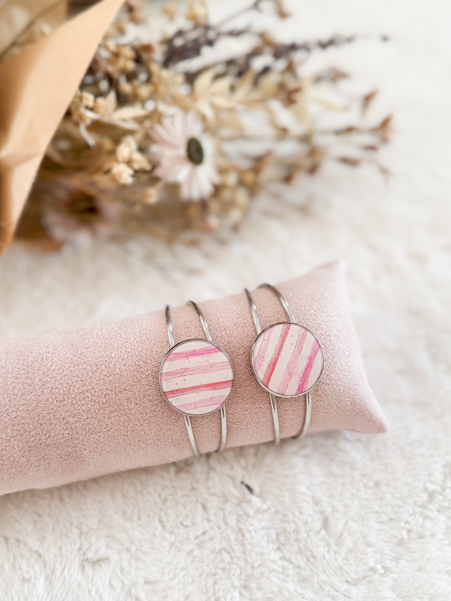 Bracelet de cuirette recyclé Ligne Aquarelle