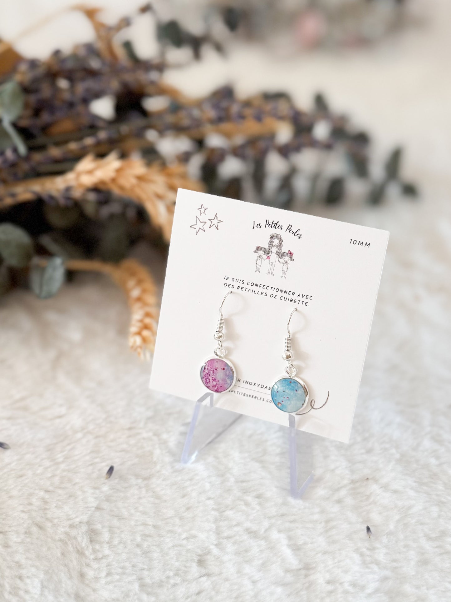 Boucles d'oreilles 10mm Marbré