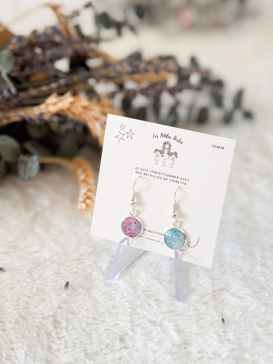 Boucles d'oreilles 10mm Marbré