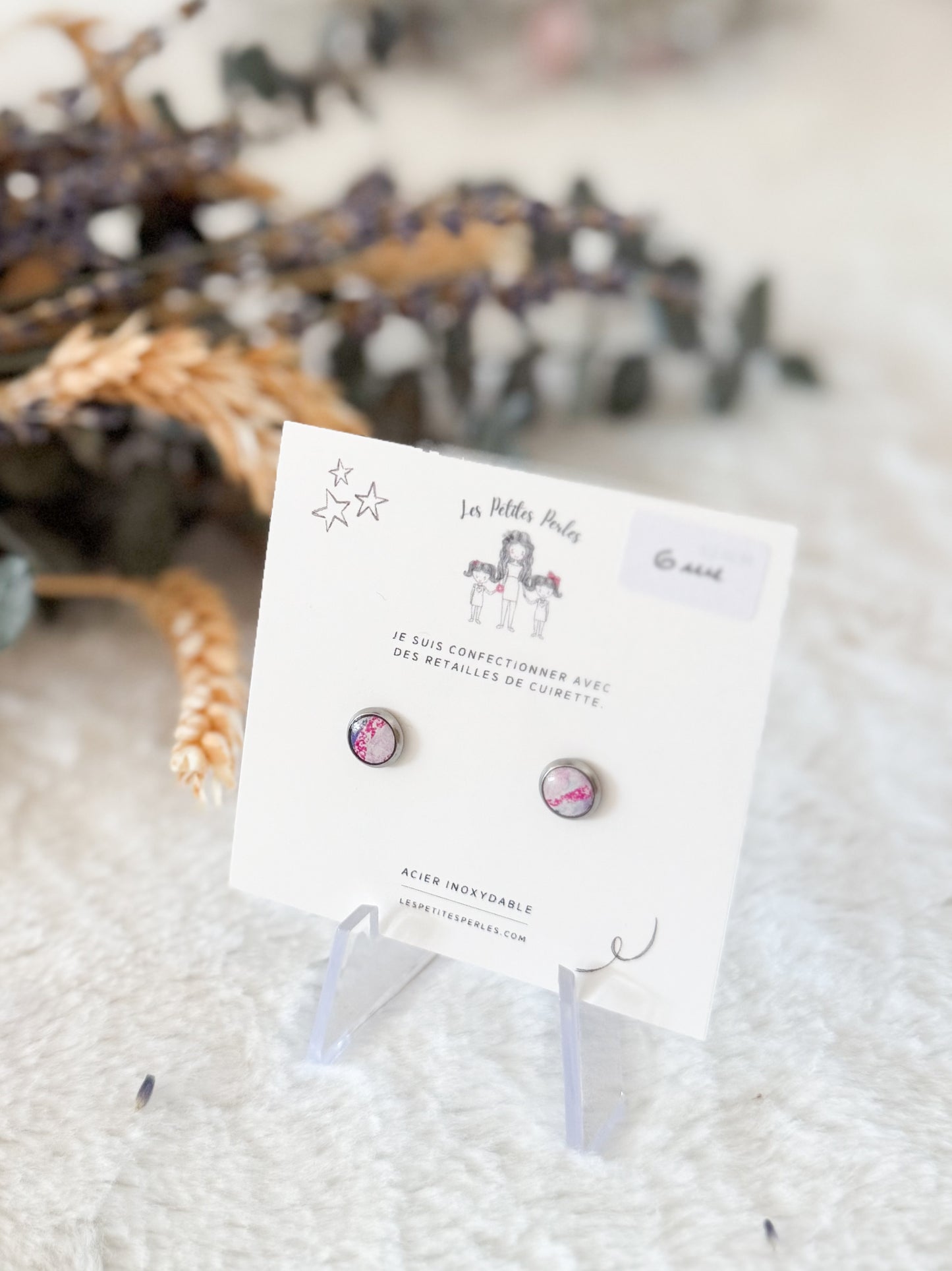 Boucles d'oreilles 6mm Marbre 2.0