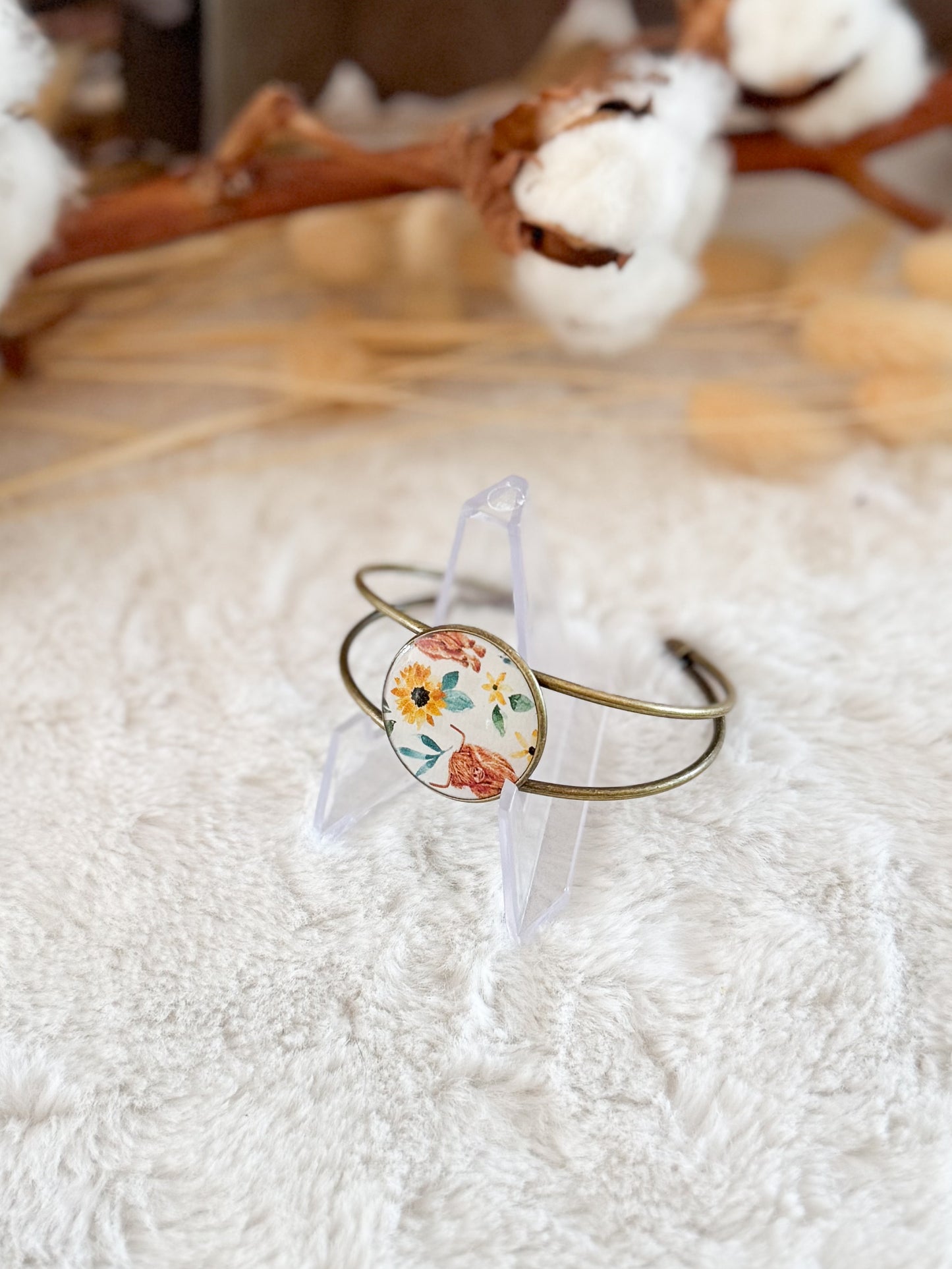 Bracelet de cuirette recyclé Vache Highland