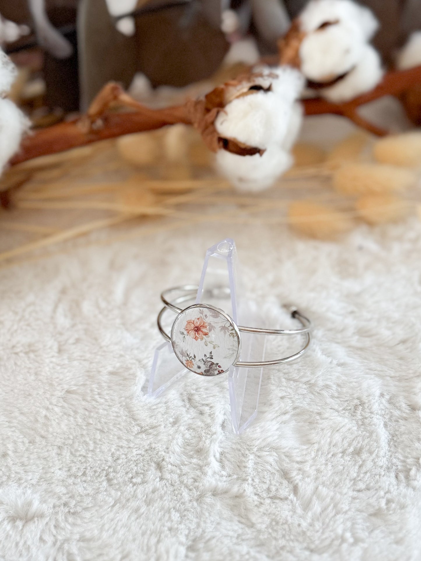 Bracelet de cuirette recyclé Champs Orangé