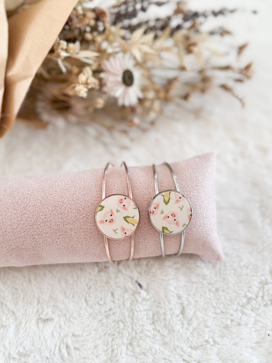 Bracelet de cuirette recyclé Les Cochons