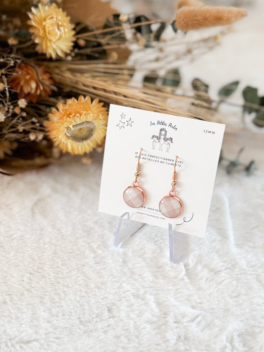 Boucles d'oreilles 12mm Carreaux Tan