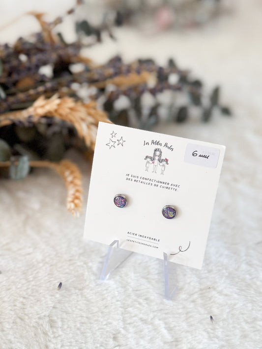 Boucles d'oreilles 6mm Mauve Scintillant