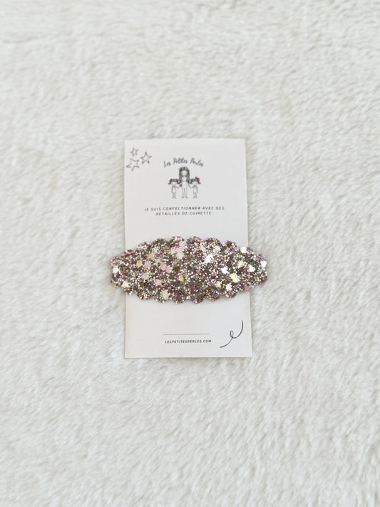 Barrettes avec cuirette Vieux Mauve Scintillant