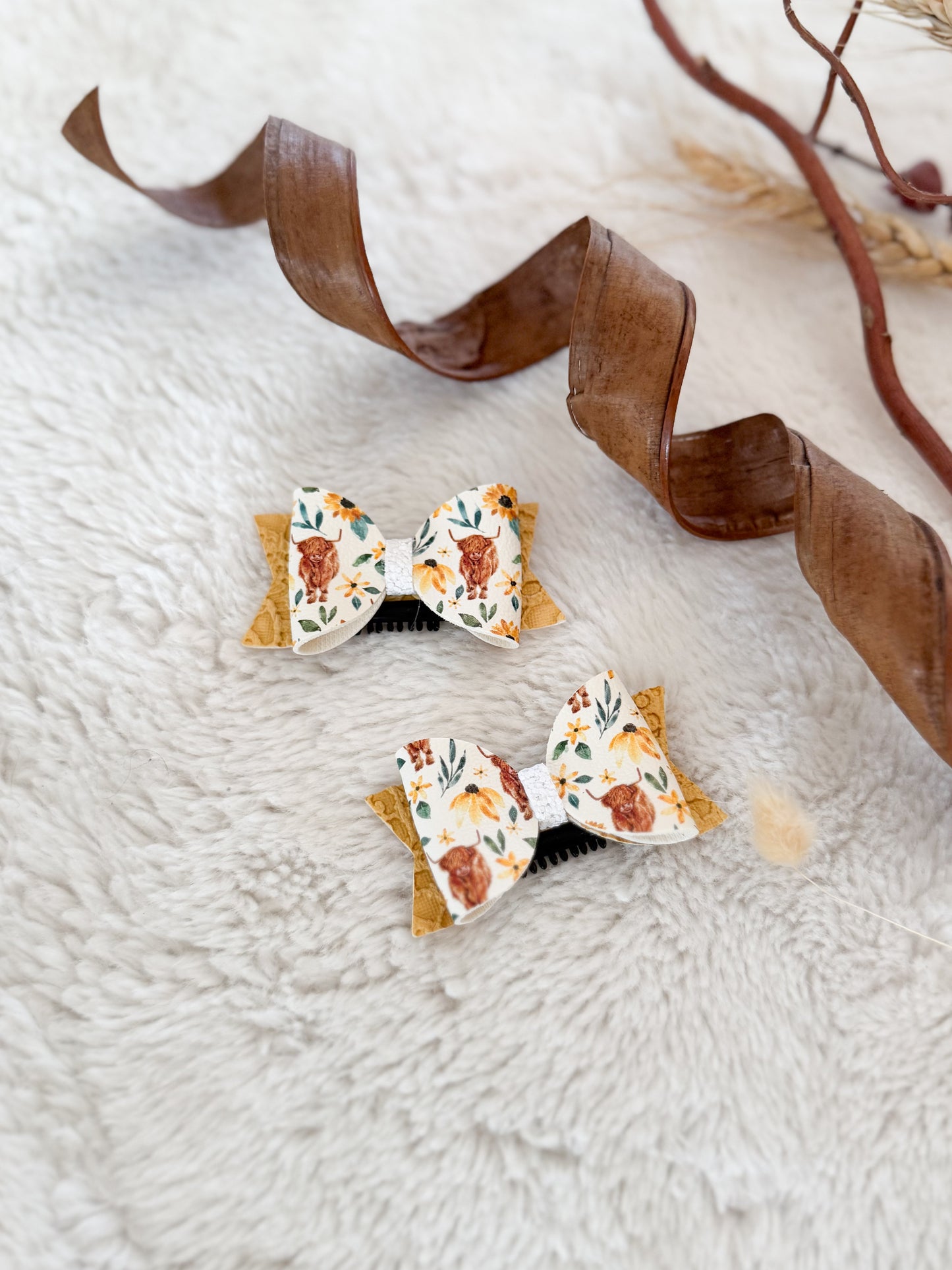 Boucle à cheveux Bella Vaches Highland • Pince Cheveux fins •