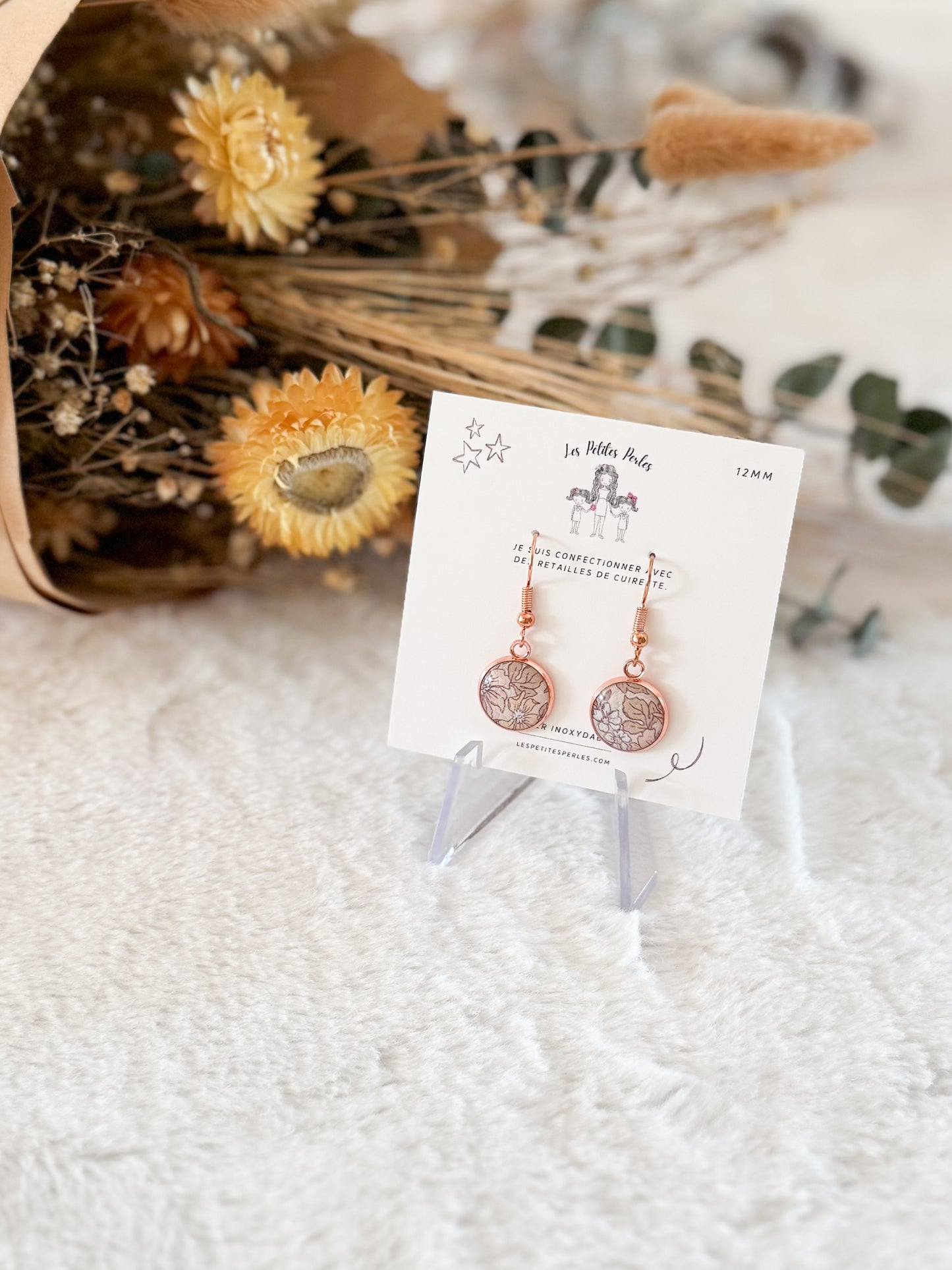 Boucles d'oreilles 12mm Fleurs Sauvages