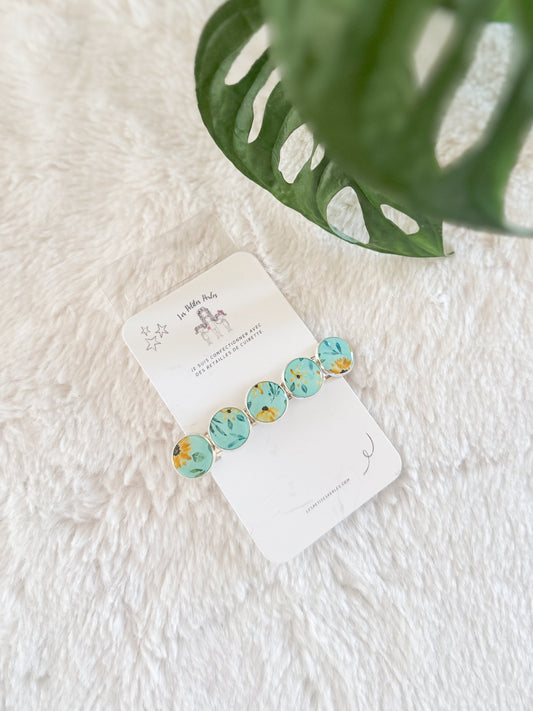 Barrette de cuirette recyclé Fleurs Jaune