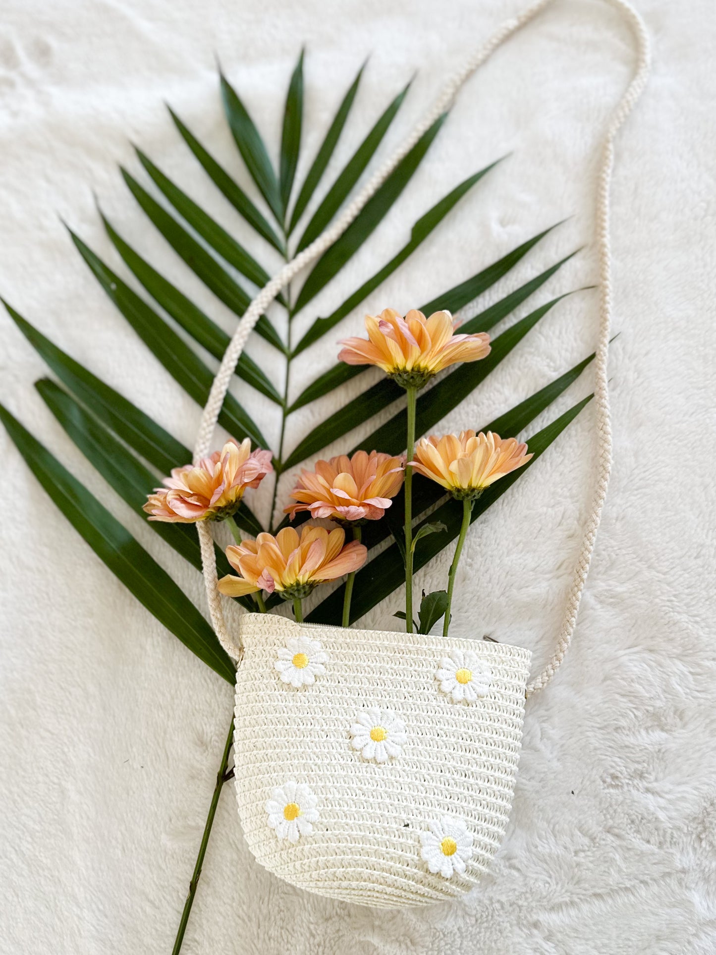 Sac bandoulière Marguerites Ivoire