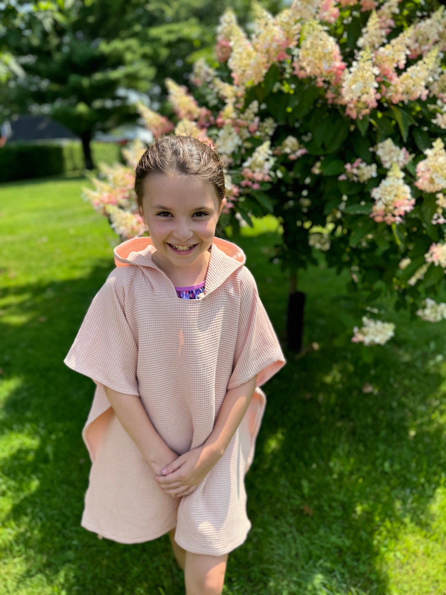 Poncho de plage Gauffré Corail