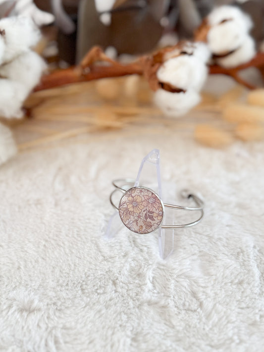 Bracelet de cuirette recyclé Fleurs Sauvage