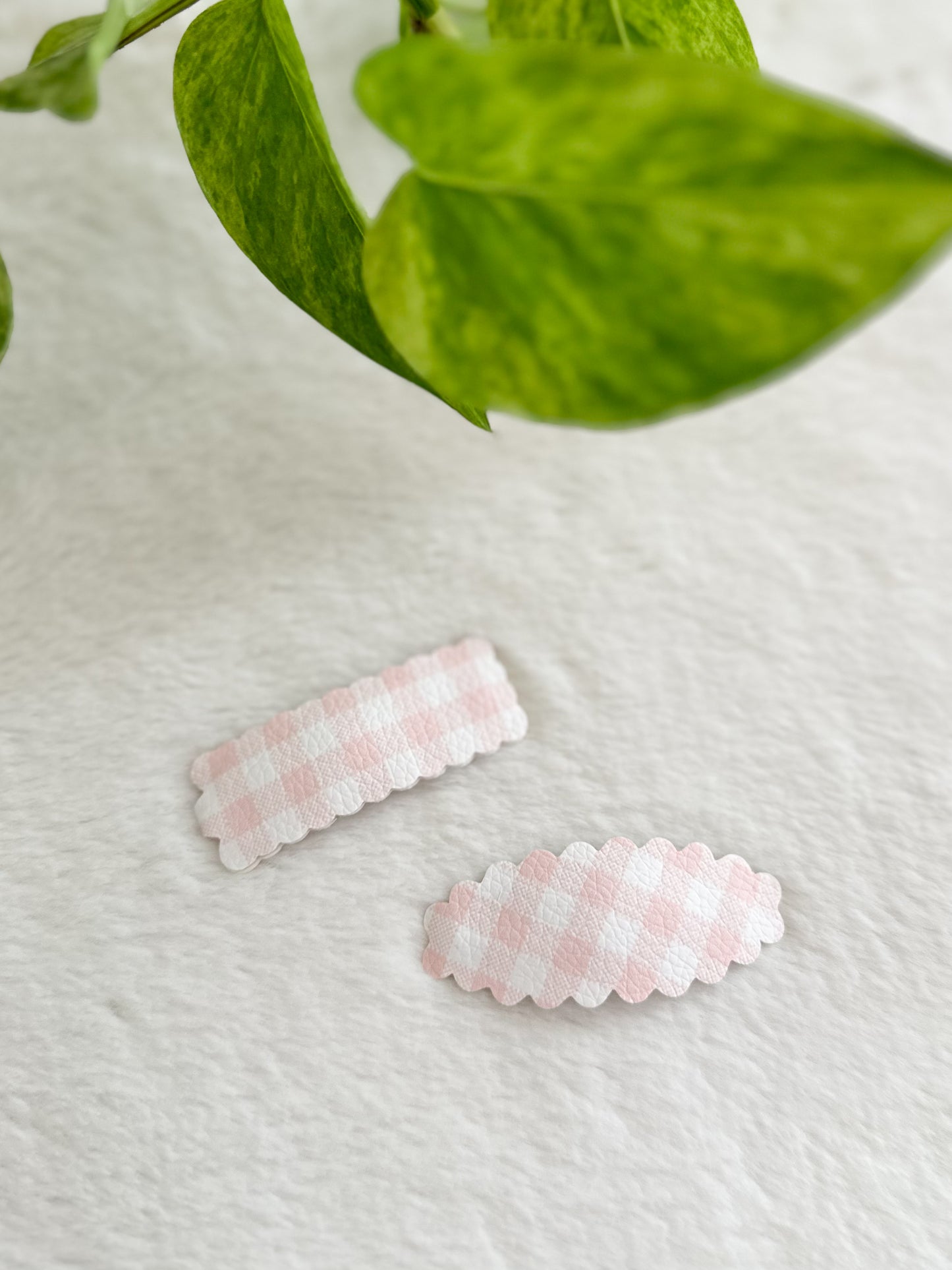 Barrettes avec cuirette Carreaux Rose