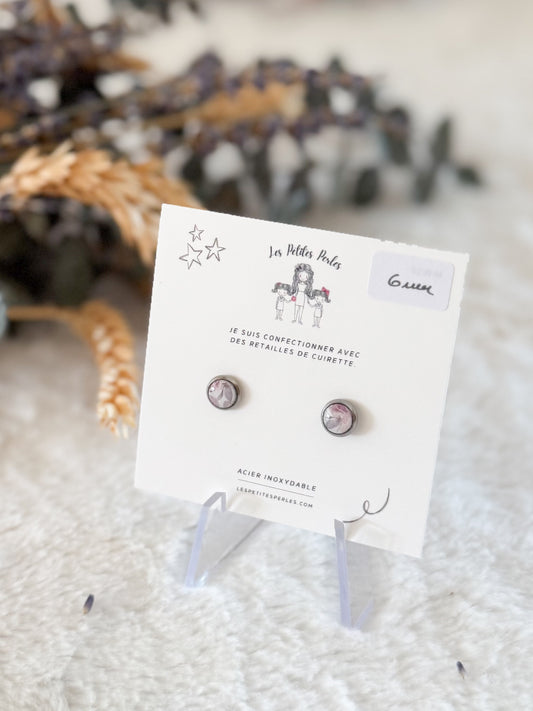 Boucles d'oreilles 6mm Aquarelle Mauve