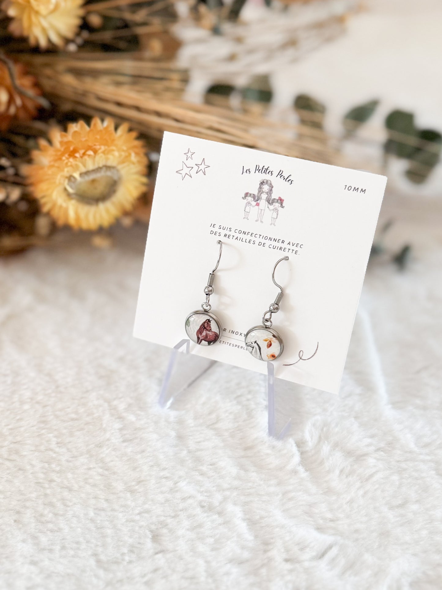 Boucles d'oreilles 10mm Les Chevaux