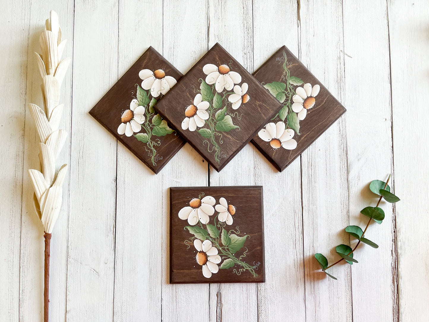 Sous-verre en bois Fleuris